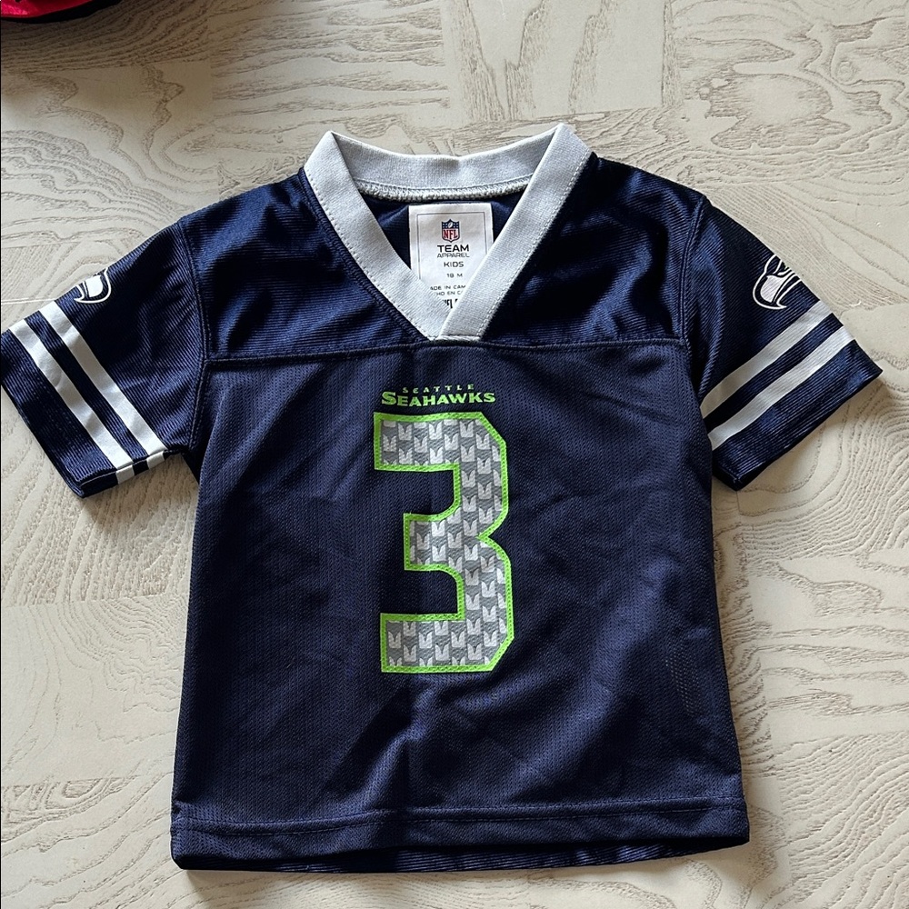 NFL Kids Seahawks “Wilson” Navy and Green Jersey